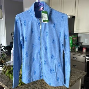 Lilly Pulitzer Bennet Blue Pineapple Zip Up Jacket Size XS NWT